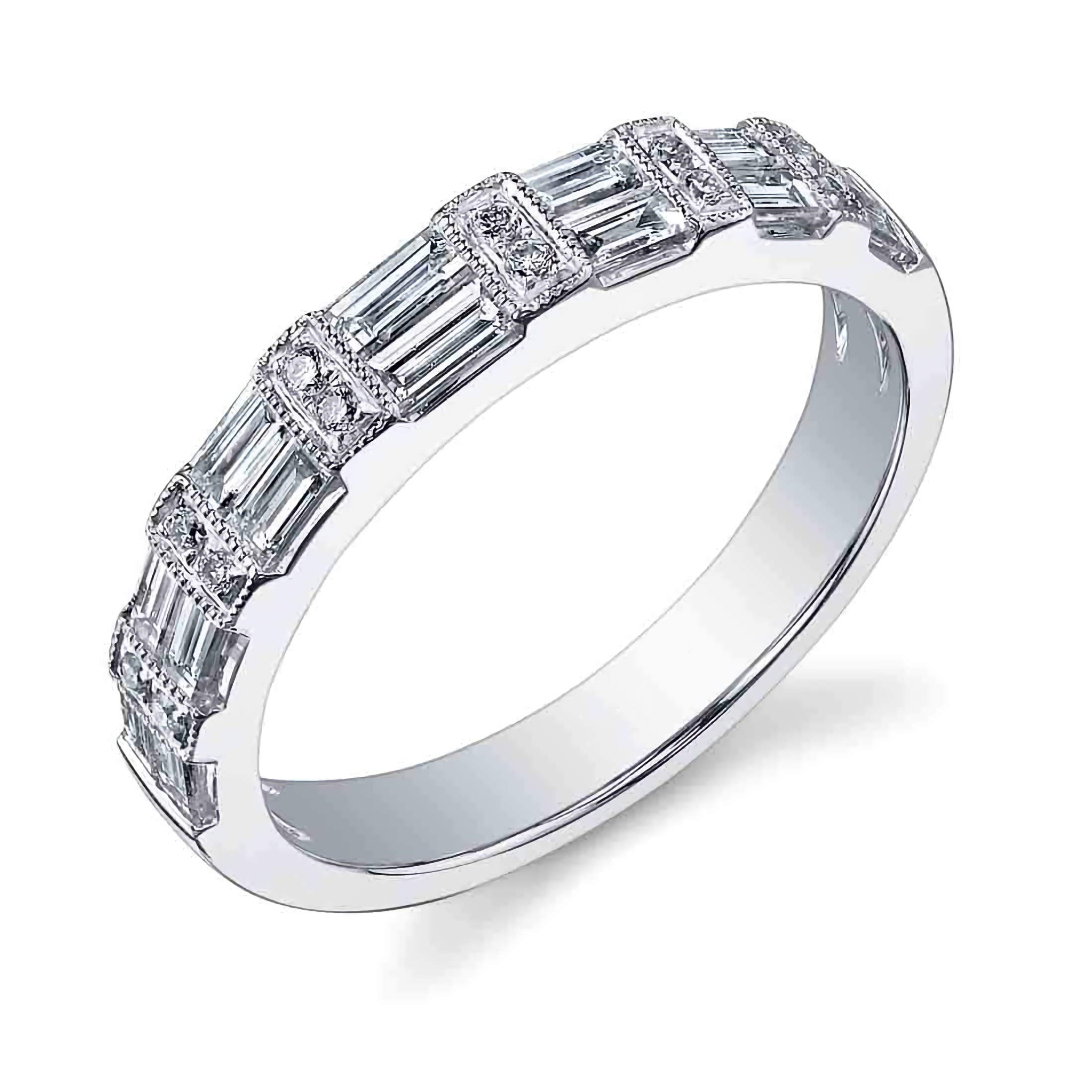 0.64 Carat Moissanite Wedding Band for Women - 10K/14K/18K Gold or Platinum Plated Silver Engagement Ring - Perfect for Bridal, Anniversary & Special Occasion Gifts