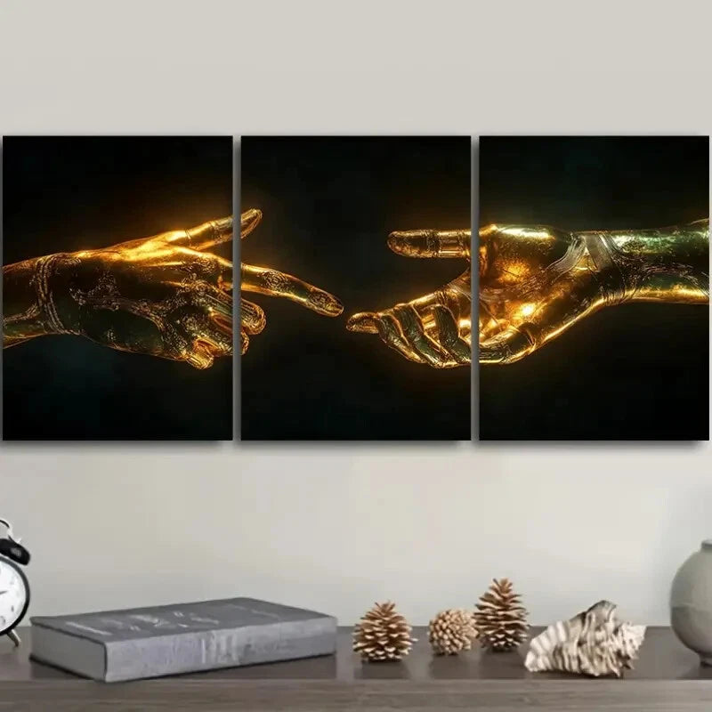 3Pcs Mechanical Hand Design Metal Wall Art - Ready to Hang Industrial Decor for Living Room, Bedroom & Office