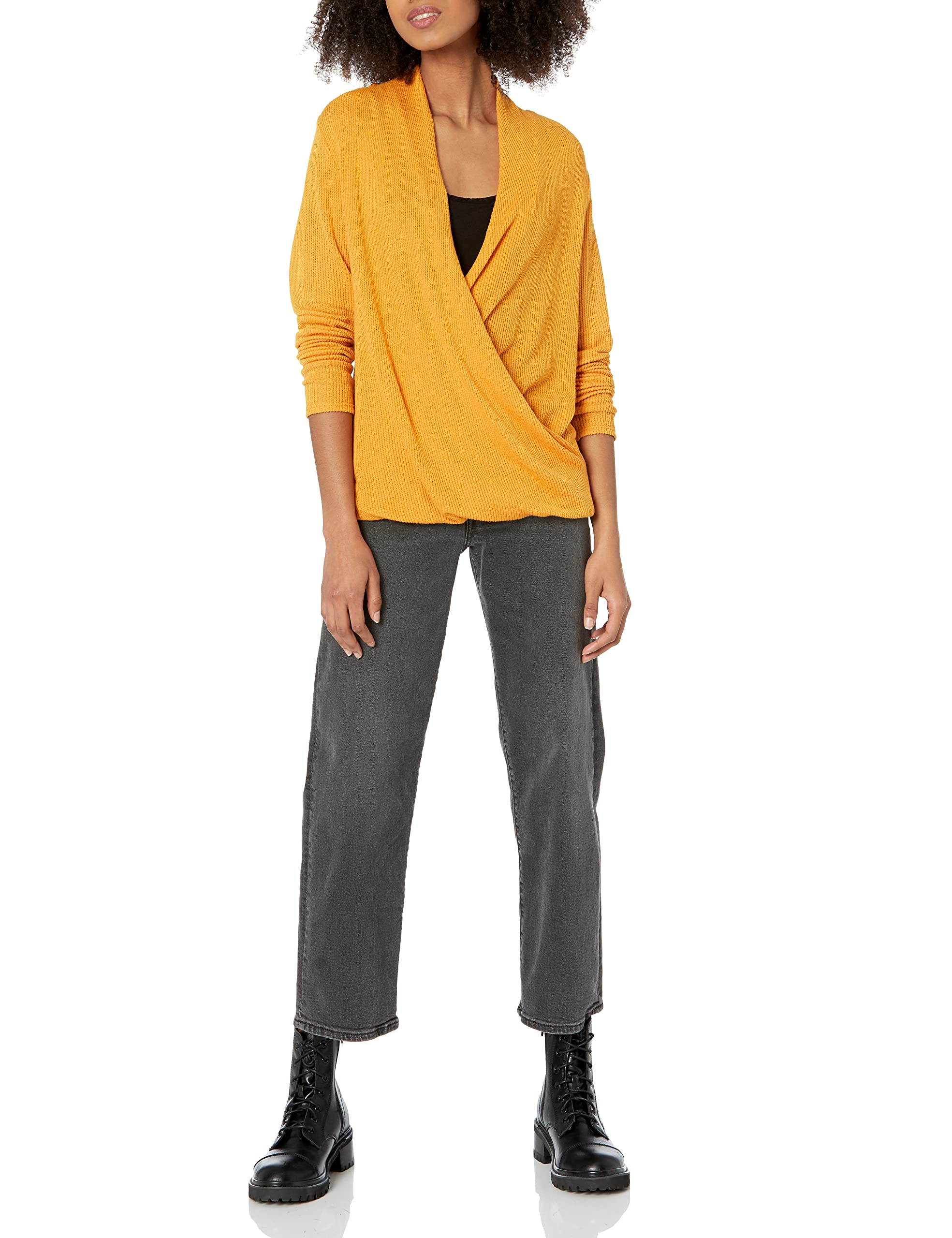 Women's Cable Knit Lightweight Long Sleeve Wrap Top - V-Neck Pullover Sweater with High/Low Hem | Perfect for Fall Layering, Office Wear & Casual Outfits