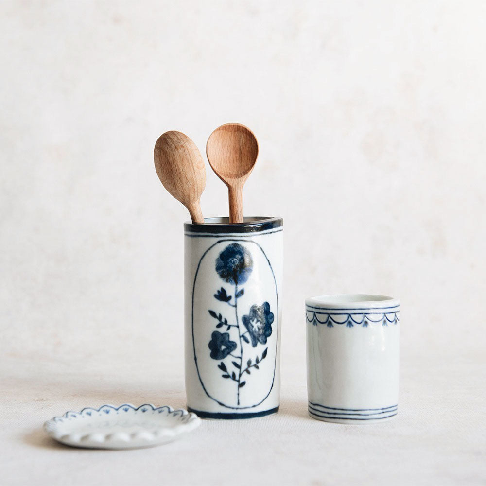 Hand Painted Porcelain Posy Dish - Indigo Blue Floral Decor - Perfect for Wedding Centerpieces, Home Decor & Gift Giving