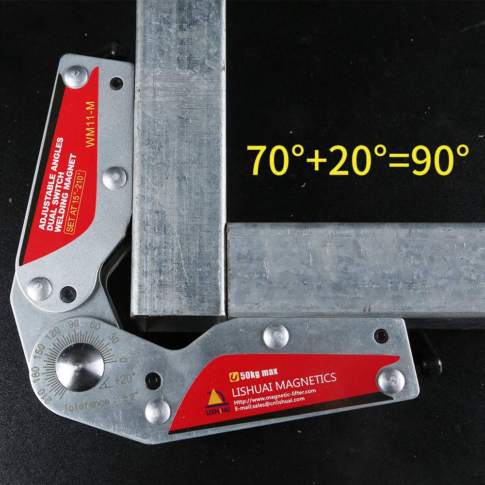 Adjustable Angle Dual Switch Welding Magnet - On/Off Neodymium Magnetic Clamp (15-210°) WM11-M - Perfect for Metal Fabrication, Welding Projects & DIY Metalworking