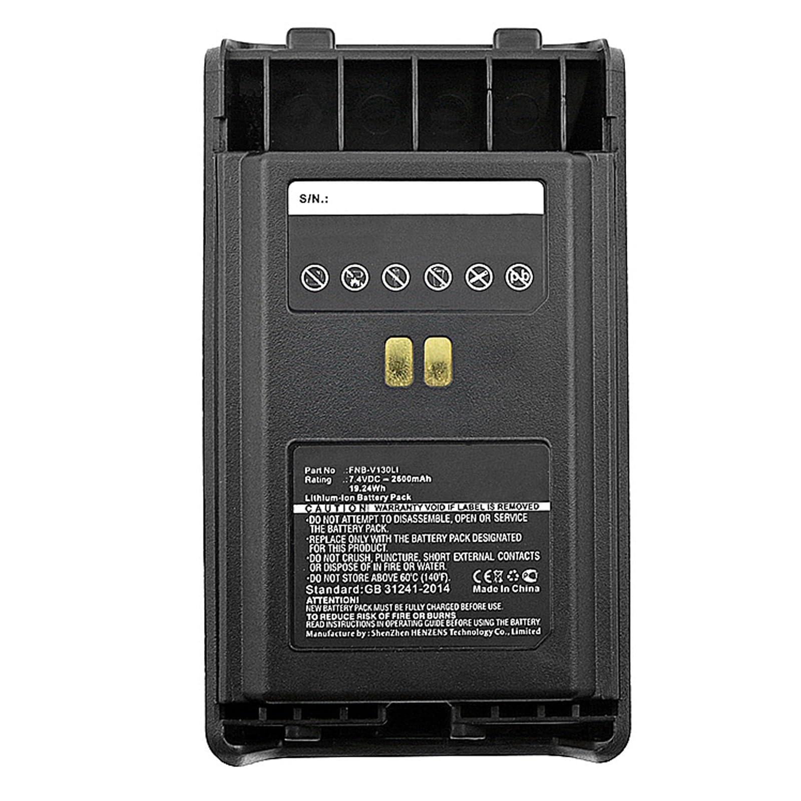 Synergy Digital 2-Way Radio Battery for YAESU VX-351 - 2600mAh Li-ion High Capacity Replacement Battery (FNB-V130LI Compatible) - Perfect for Outdoor Adventures, Emergency Communication & Security Work