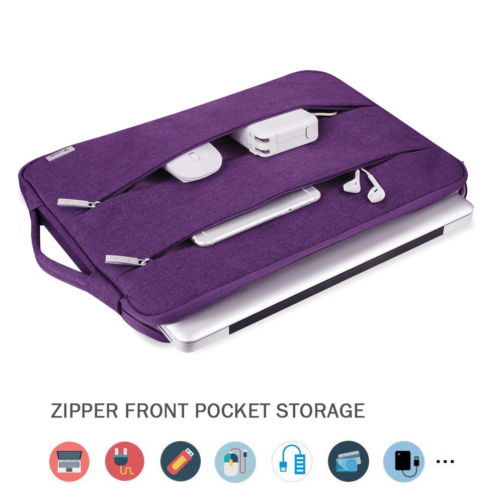 V Voova 15.6-16 Inch Laptop Sleeve for MacBook Pro 15/16, Dell XPS 15, HP, Asus, Acer - Slim Protective Computer Case Cover Bag for Women (Purple) - Perfect for Work, School & Travel