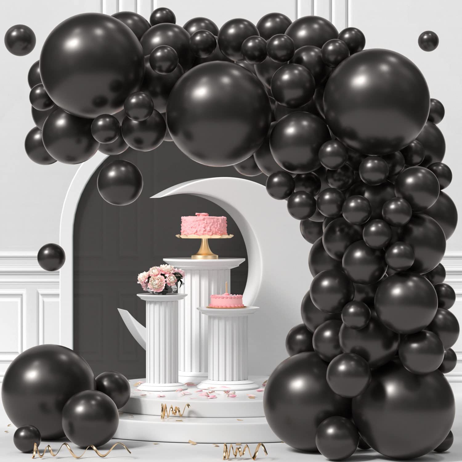 KALOR Black Balloons Garland Arch Kit 110Pcs - 18/12/10/5 Inch Party Balloons for Birthday, Baby Shower, Wedding & Graduation Decorations | Perfect for Indoor/Outdoor Party Backdrops, Photo Booths & Event Centerpieces
