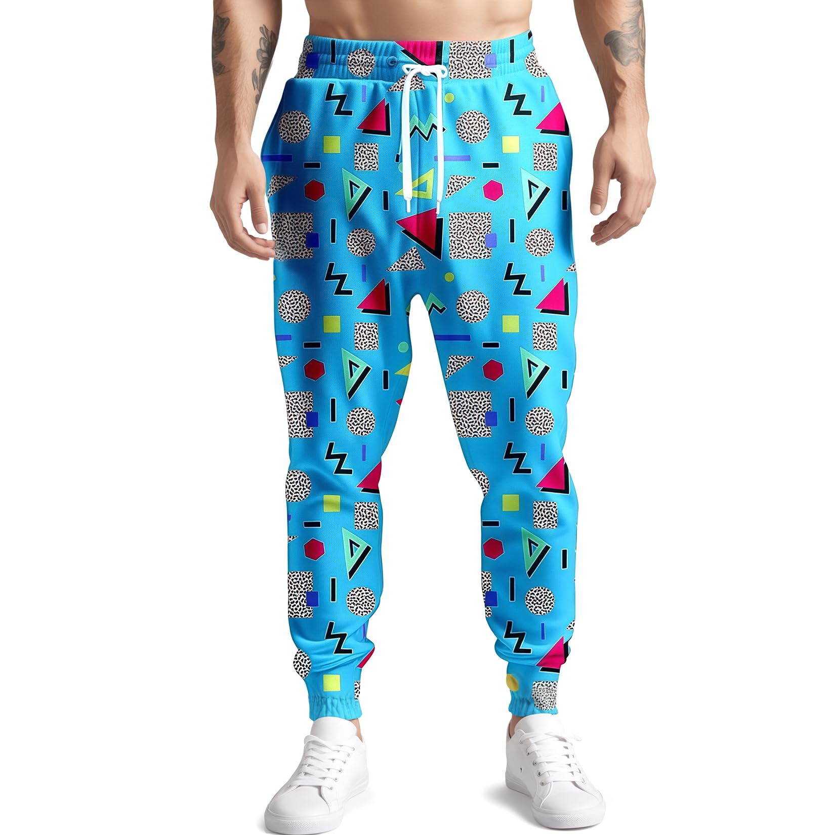 Retro 80s 90s Vintage Printed Men's Joggers - Funny Graphic Sweatpants for Running, Workout & Casual Wear with Pockets | Perfect for Gym, Lounge & Street Style Fashion