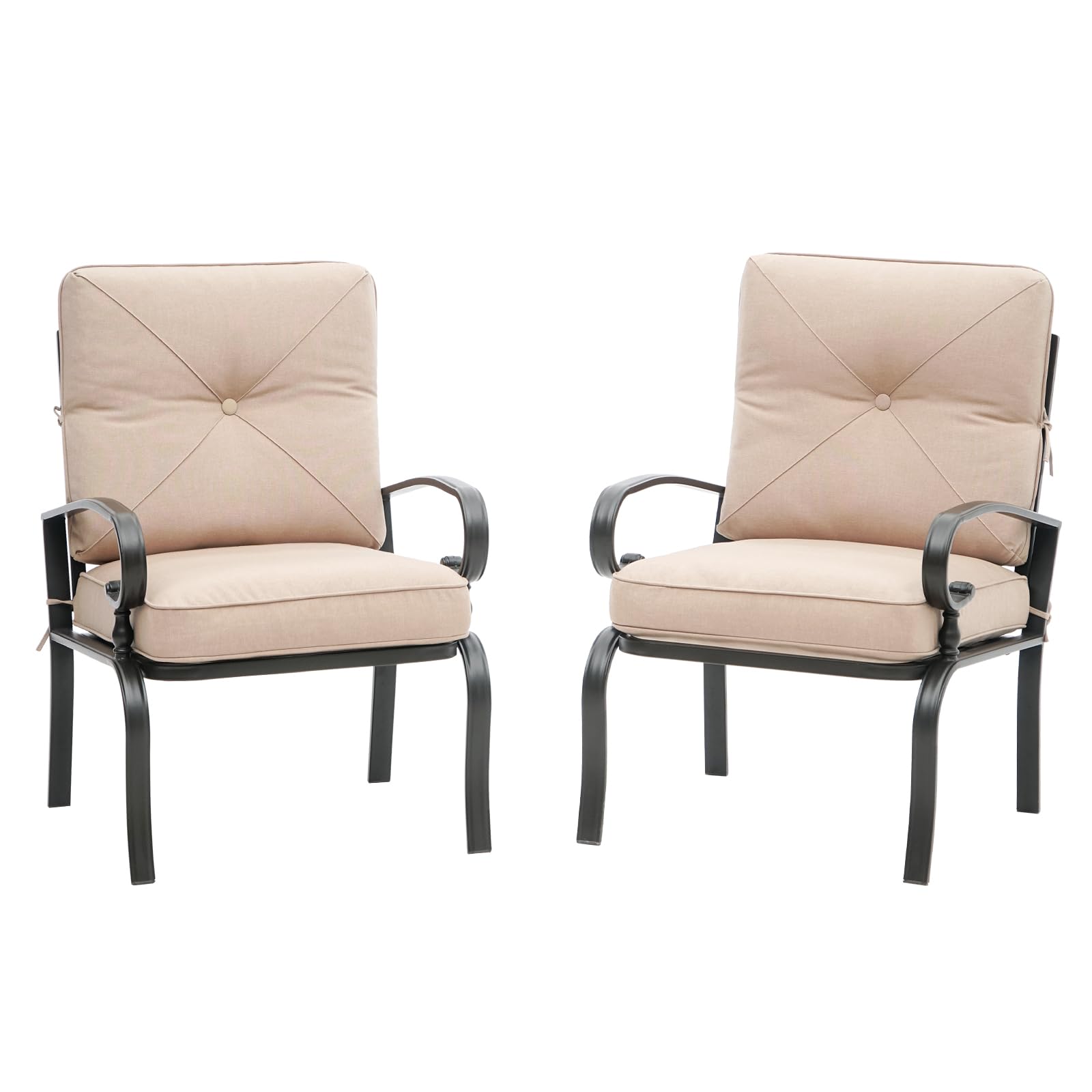 2-Piece Outdoor Patio Bistro Chair Set - All-Weather Metal Garden Dining Furniture (Brown) - Perfect for Backyard, Balcony, and Poolside Relaxation