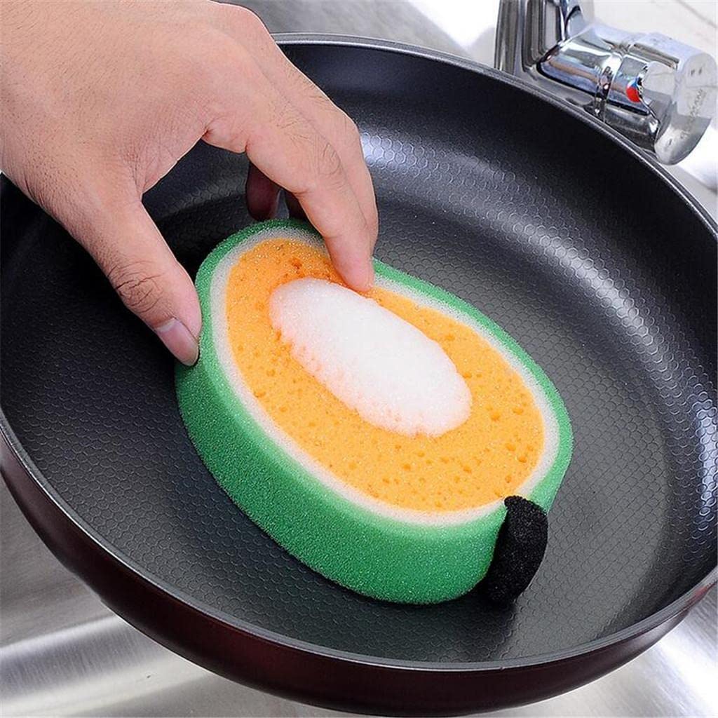 Cartoon Fruit Shaped Bath Sponge for Kids - Soft Dishwashing Sponge with Mango Design | Fun Bath Time & Kitchen Cleaning Tool for Children