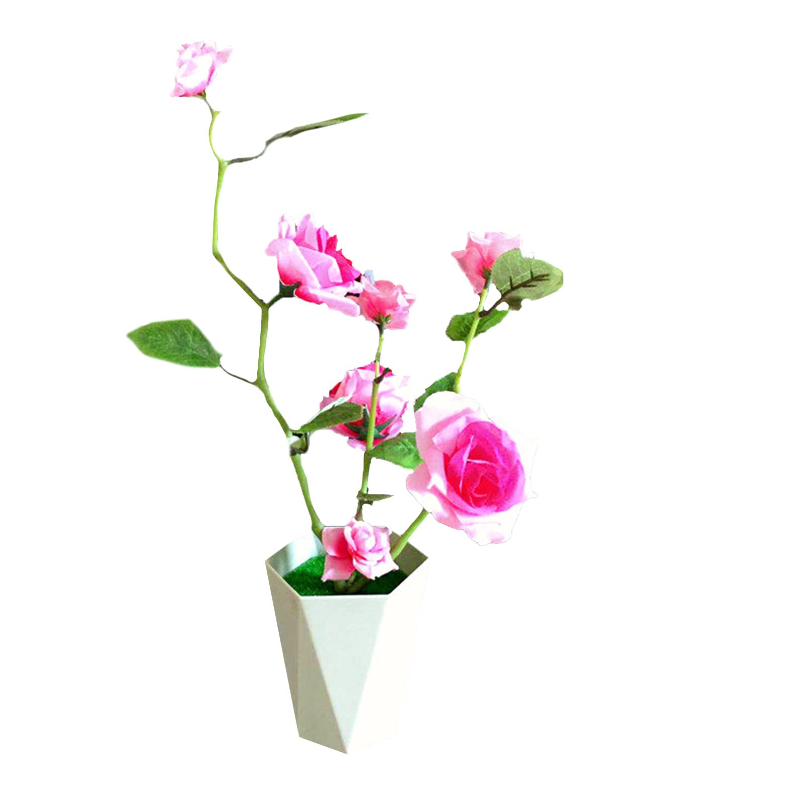 Artificial Potted Rose - 1 Set Fade-Resistant Plastic Simulation Rose Bonsai for Home & Backyard Decor - Pink | Perfect for Indoor Table Centerpiece, Wedding Decor, Office Desk & Outdoor Garden Decoration