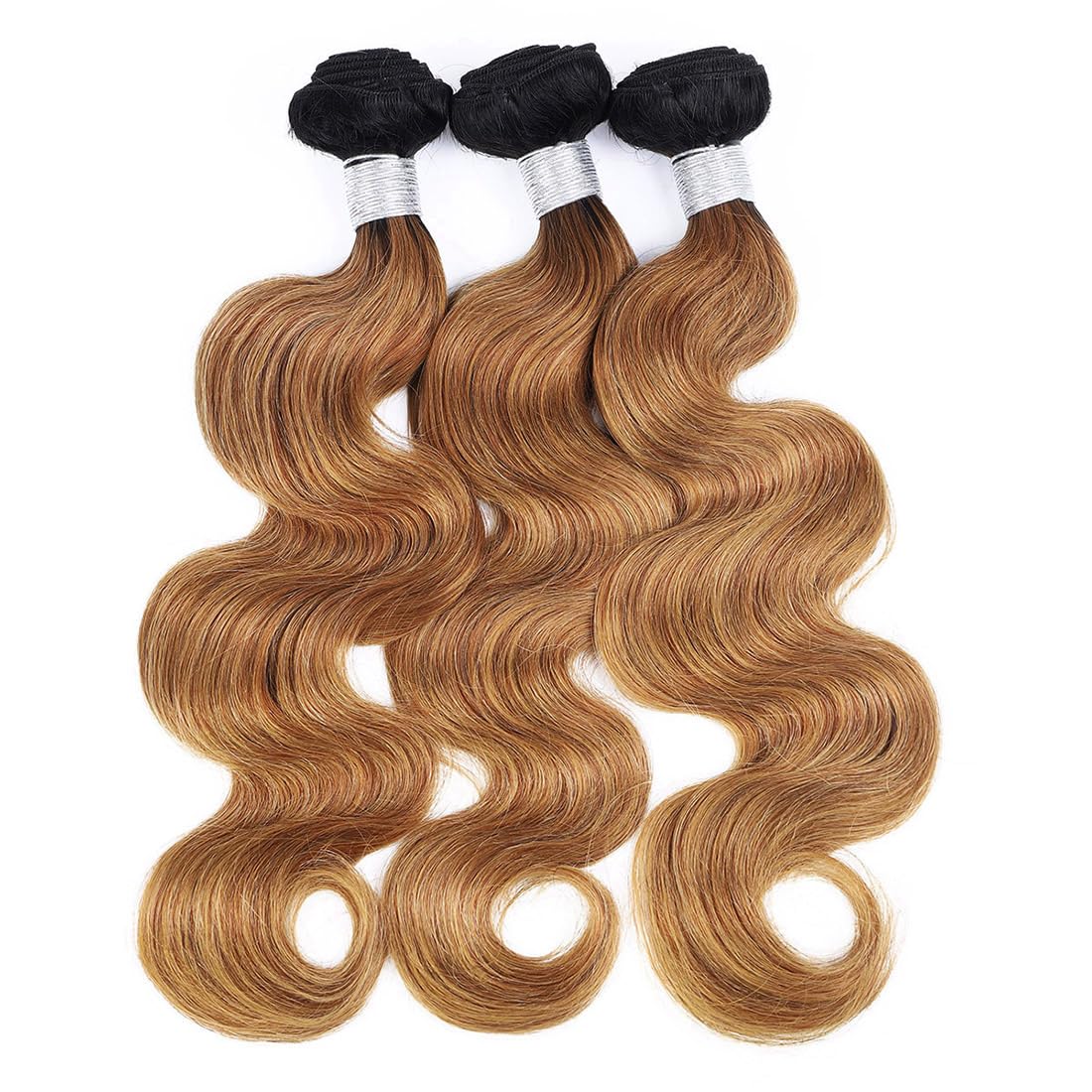 Ombre Brazilian Body Wave Human Hair Bundles 22 24 26 Inch - 100% Unprocessed Virgin Remy Hair Weave (2 Tone 1B/30#) for Natural-Looking Extensions & Styling | Perfect for Daily Wear, Parties & Special Occasions