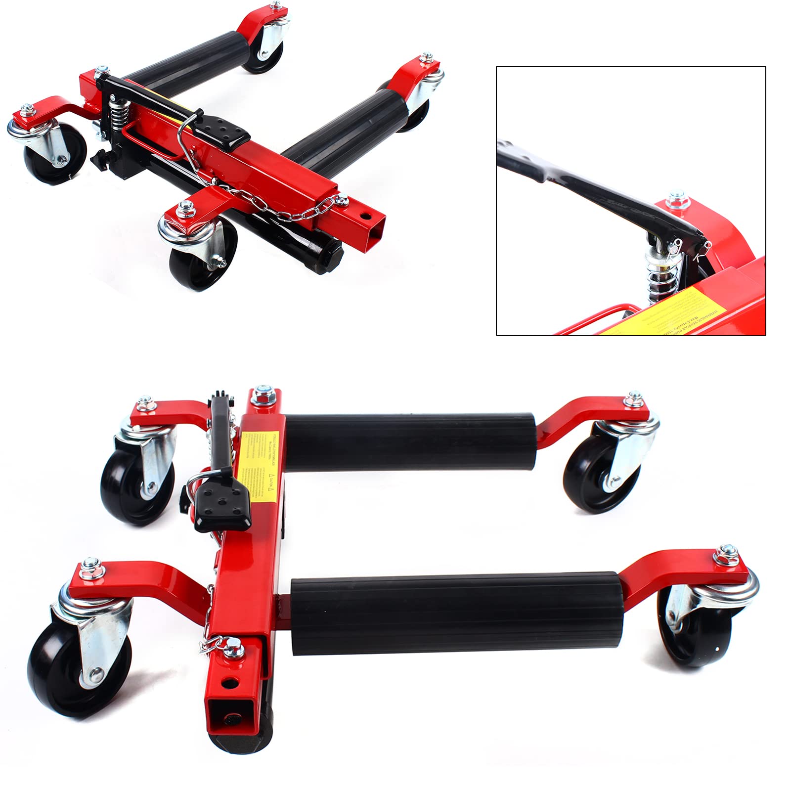 2 Ton Hydraulic Car Dolly Wheels - Heavy Duty 1500 lb Capacity Vehicle Wheel Dolly for Moving Cars, Trucks, Motorcycles & Trailers | Garage Workshop, Auto Repair, Vehicle Storage & Transportation Solution
