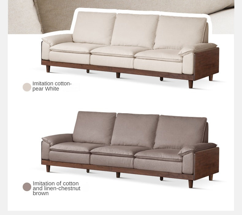 Premium Black Walnut & Ash Solid Wood High Back Sofa - Modern Farmhouse Living Room Furniture for Comfortable Seating & Relaxation - Perfect for Home, Office, or Lounge Areas