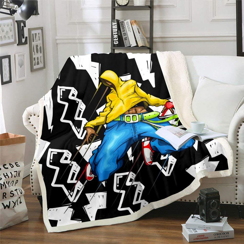Erosebridal Hip Hop Street Art Fleece Blanket for Kids & Teens - 50