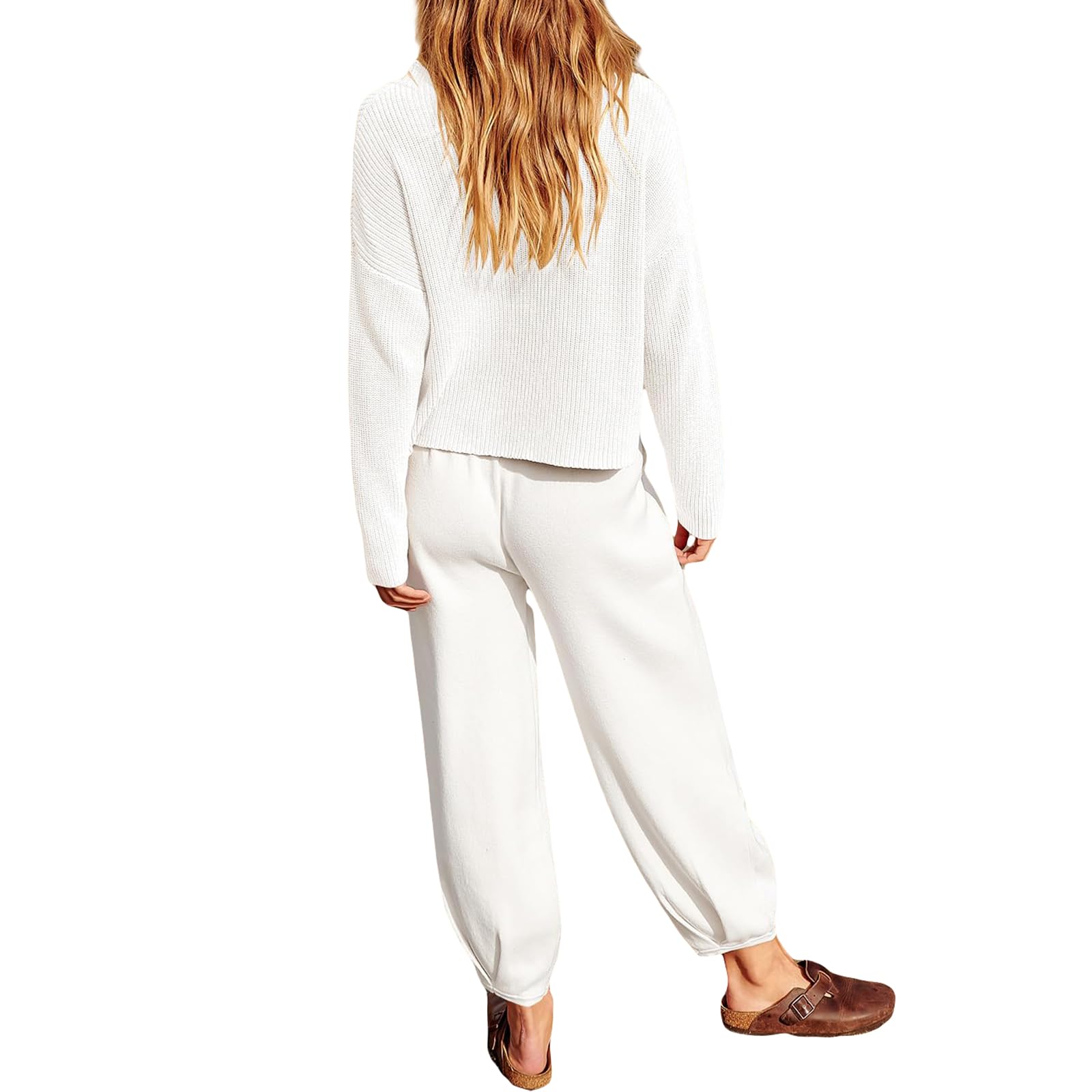 FeMereina Women's 2-Piece Sweater Set - Long Sleeve Knit Top & Loose Pants Matching Lounge Outfit - Cozy Fall Winter Tracksuit for Home, Office & Casual Wear