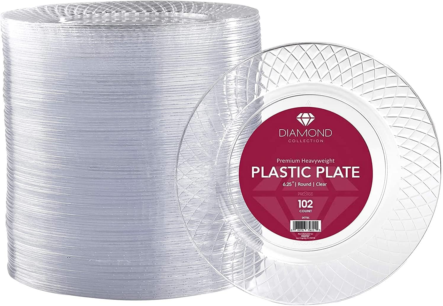 102 Clear Heavy Duty Plastic Plates Disposable - 6.25