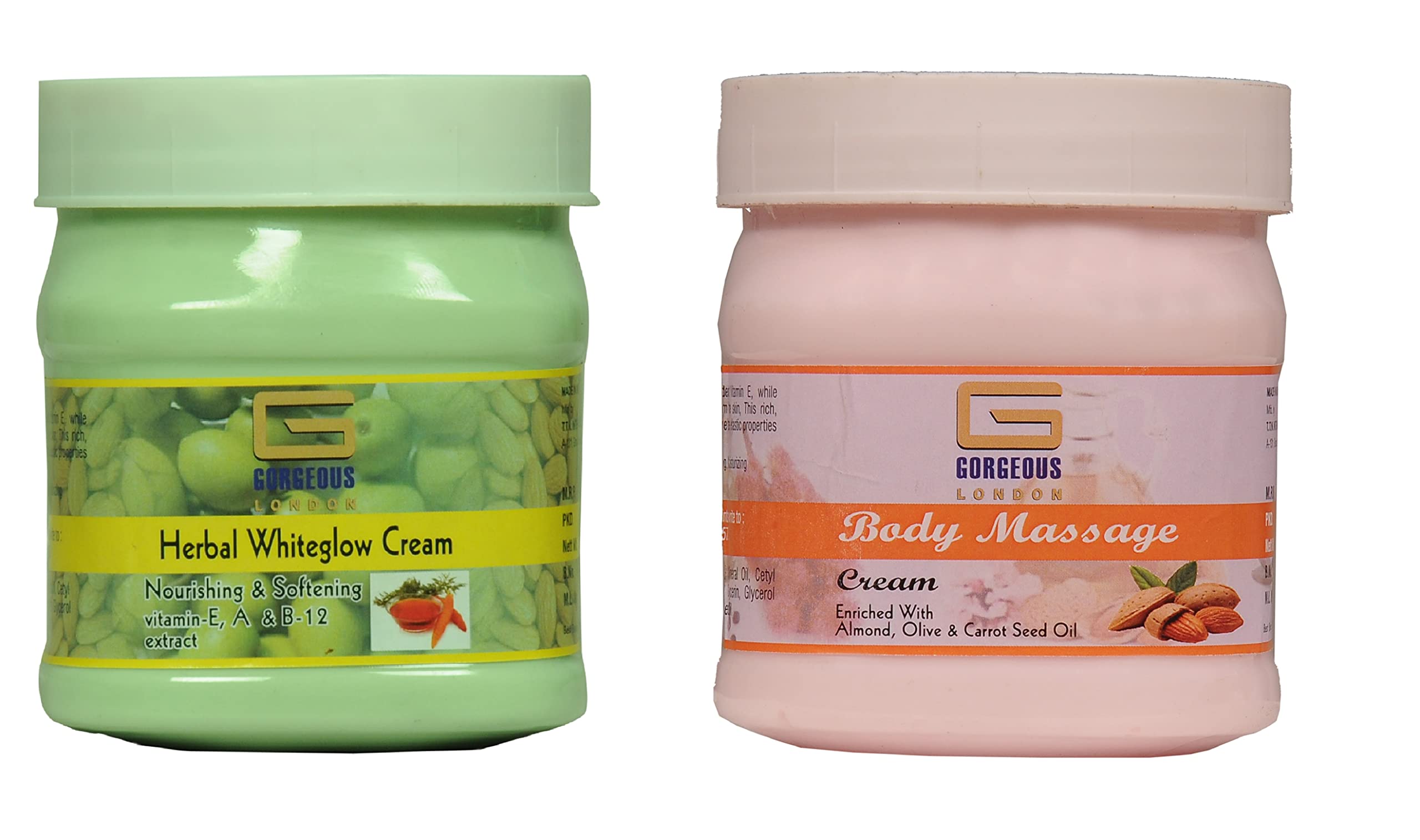 London Herbal White Glow Cream & Body Massage Cream Set - 2 Pack (450g Each) | Brightening & Hydrating Skincare Combo for Face & Body | Perfect for Daily Moisturizing & Spa Nights