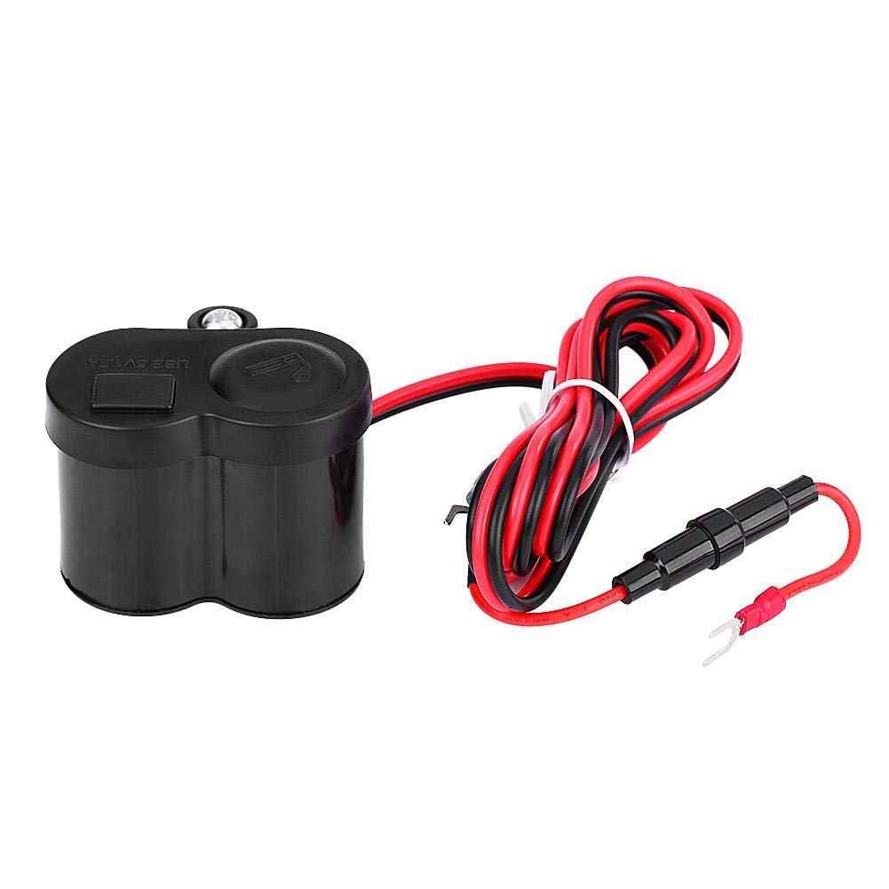 12V-45V Motorcycle USB Charger Socket - Waterproof Dual USB Power Port with Cigarette Lighter Adapter for Phone Charging on Motorcycles, Scooters, ATVs - Perfect for Road Trips & Outdoor Adventures