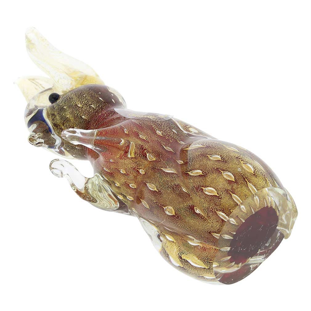 Authentic Murano Glass Bullicante Rabbit Figurine - Handcrafted in Venice, Italy - Vibrant Red Art Collectible | Perfect for Home Decor, Gift Giving & Italian Glass Art Enthusiasts