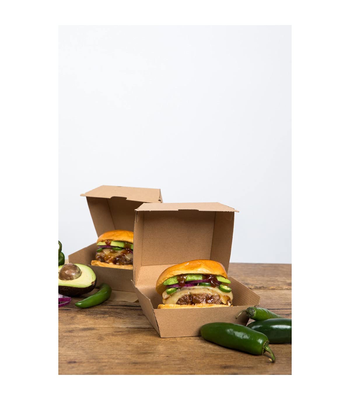 PacknWood 210EATBUK105 16oz Kraft Burger Box - 3.75x3.75x2in Disposable Food Containers (300 pcs) | Eco-Friendly Corrugated Cardboard Takeout Boxes for Burgers, Snacks & Small Gifts | Perfect for Restaurants, Food Trucks, Catering & Party Favors