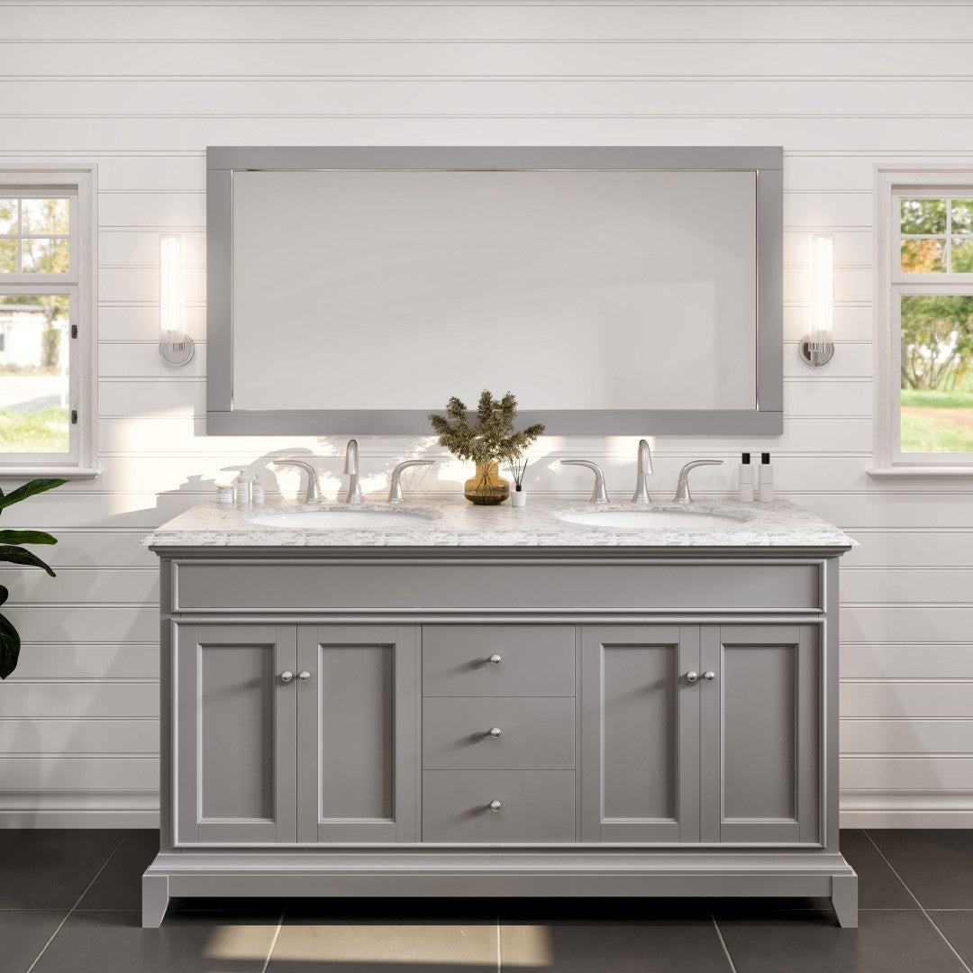 Eviva Aberdeen 72 x 30 Inch Rectangular Gray Wooden Framed Mirror - Perfect for Living Room, Bedroom, or Entryway Décor