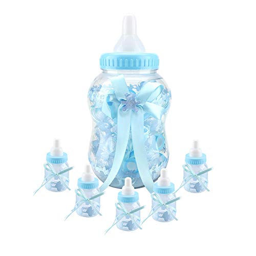 30pcs Mini Candy Bottle Boxes - Baby Shower, Birthday Party & Wedding Decorations - Feeding Bottle Shaped Candy Containers for Kids (Blue) | Perfect for Party Favors, Candy Buffets & Gift Giving