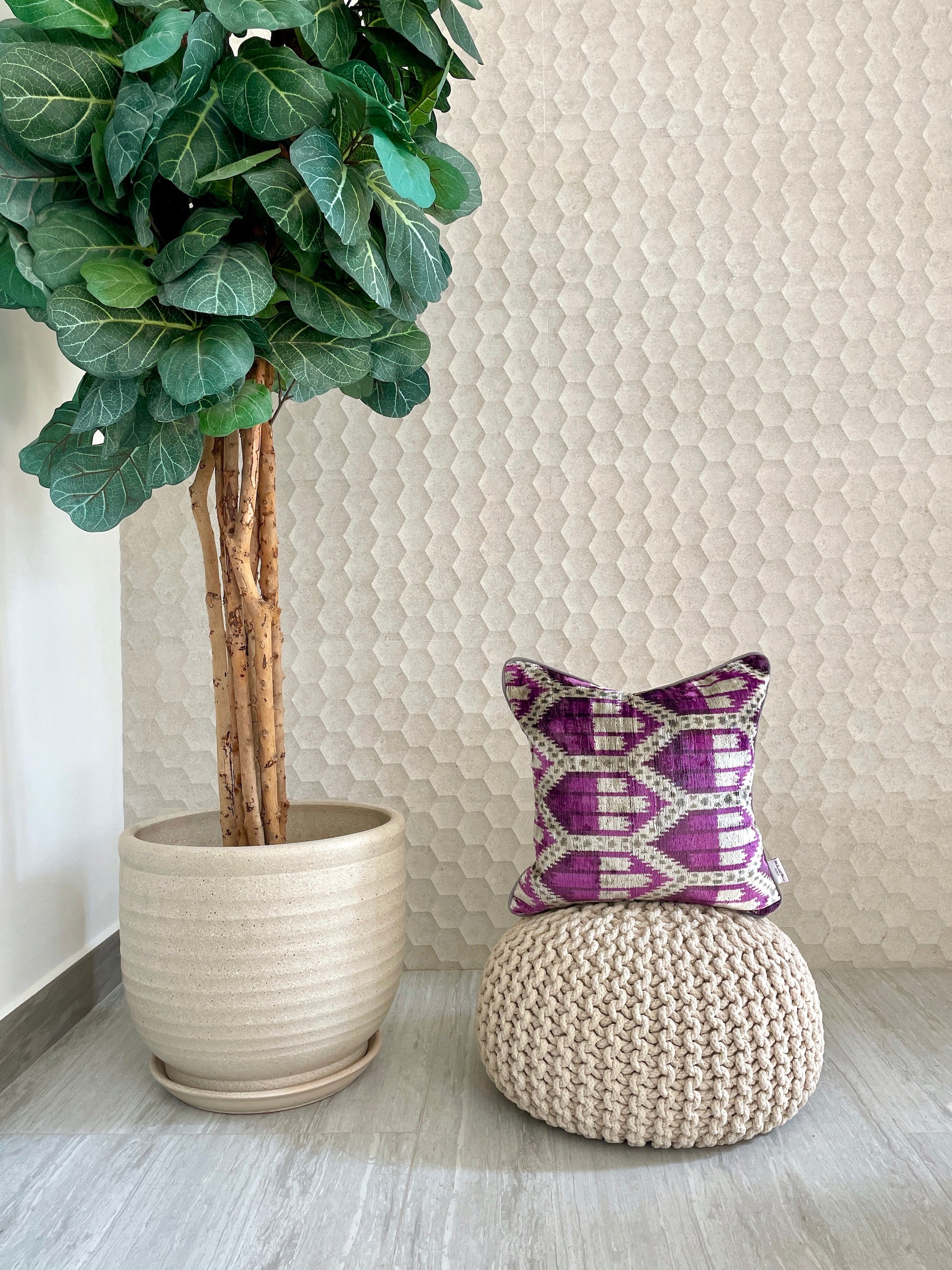 Luxury Velvet Ikat Cushion Cover | Bohemian Decorative Pillow Case for Sofa, Bed & Home Decor | Perfect for Living Room, Bedroom & Nursery Styling