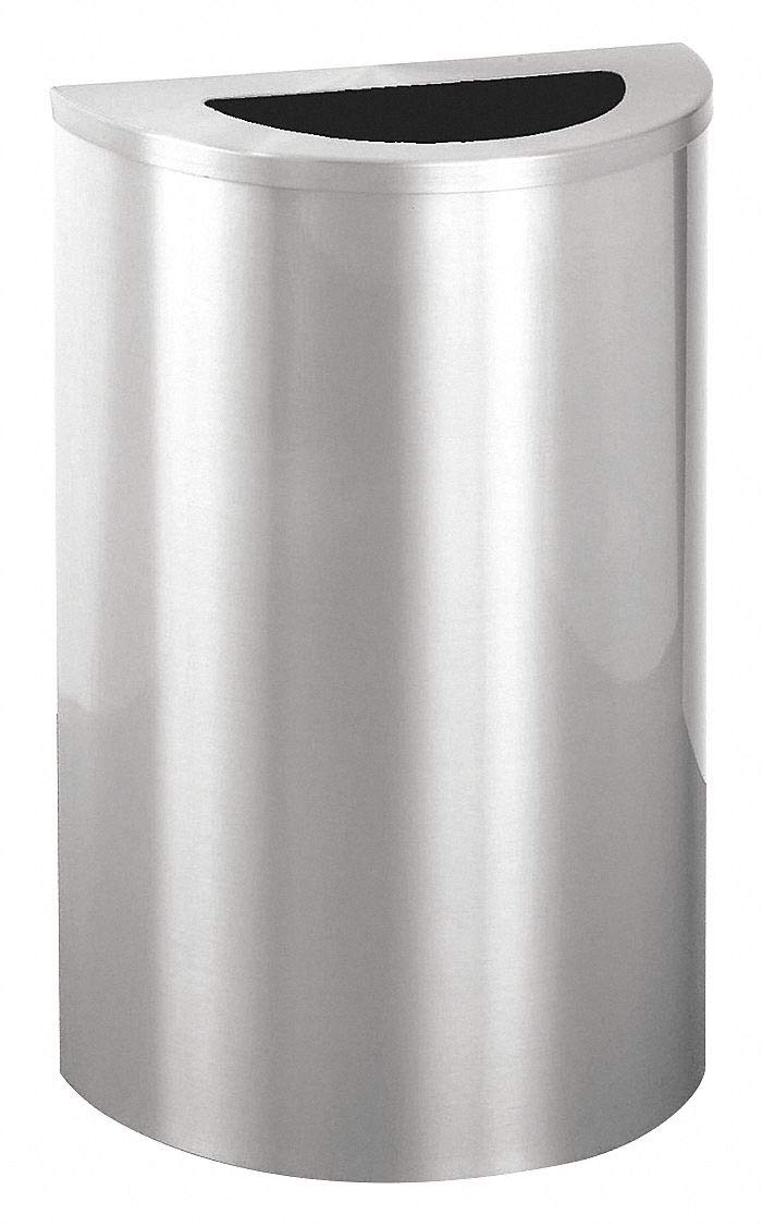 14 Gallon Half Round Stainless Steel Trash Can - Slim Space-Saving Design for Kitchen, Bathroom, or Office Waste Disposal