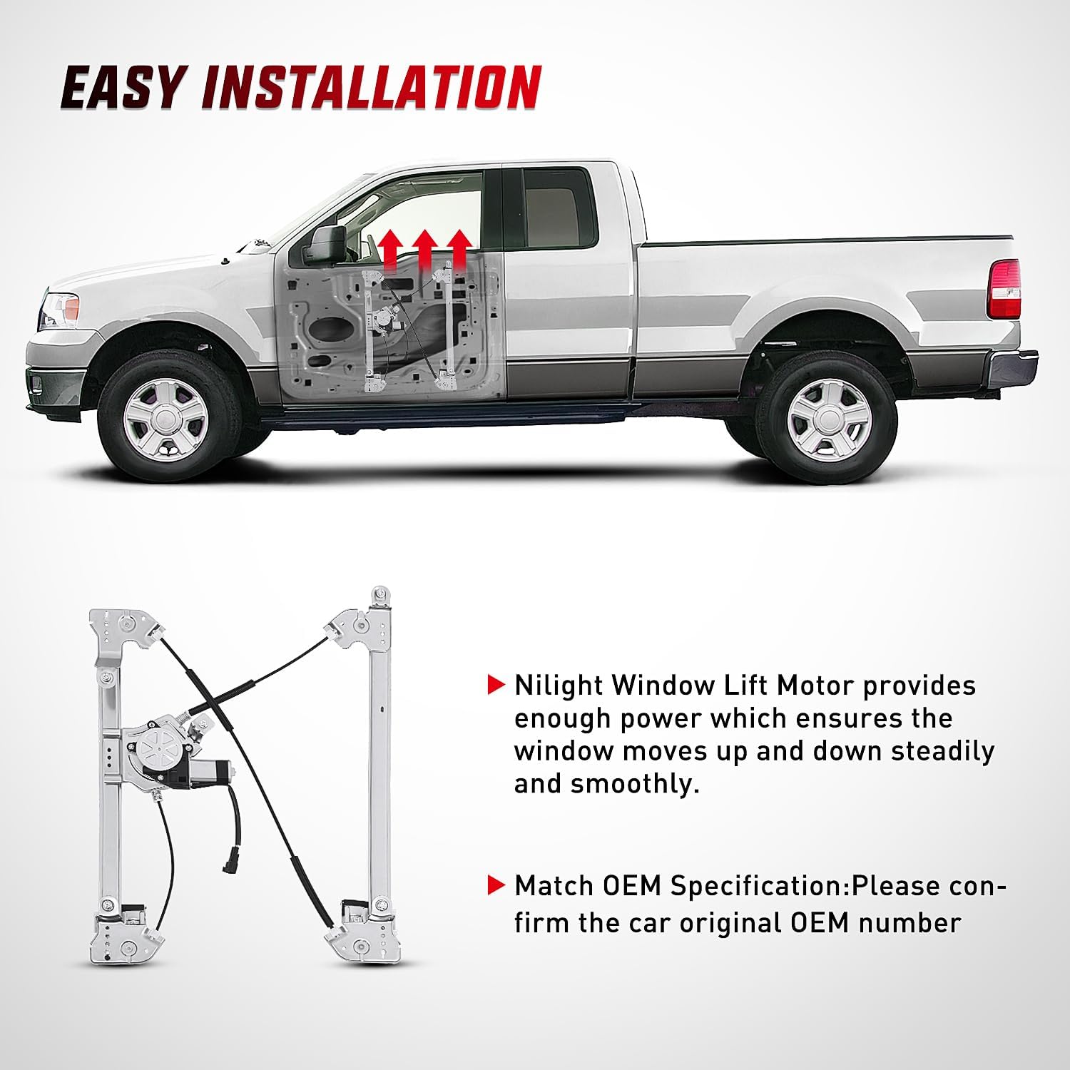 2004-2008 Ford F150 Power Window Regulator - Front Driver Side for Standard & Crew Cab - Smooth Window Operation for Daily Commuting & Road Trips