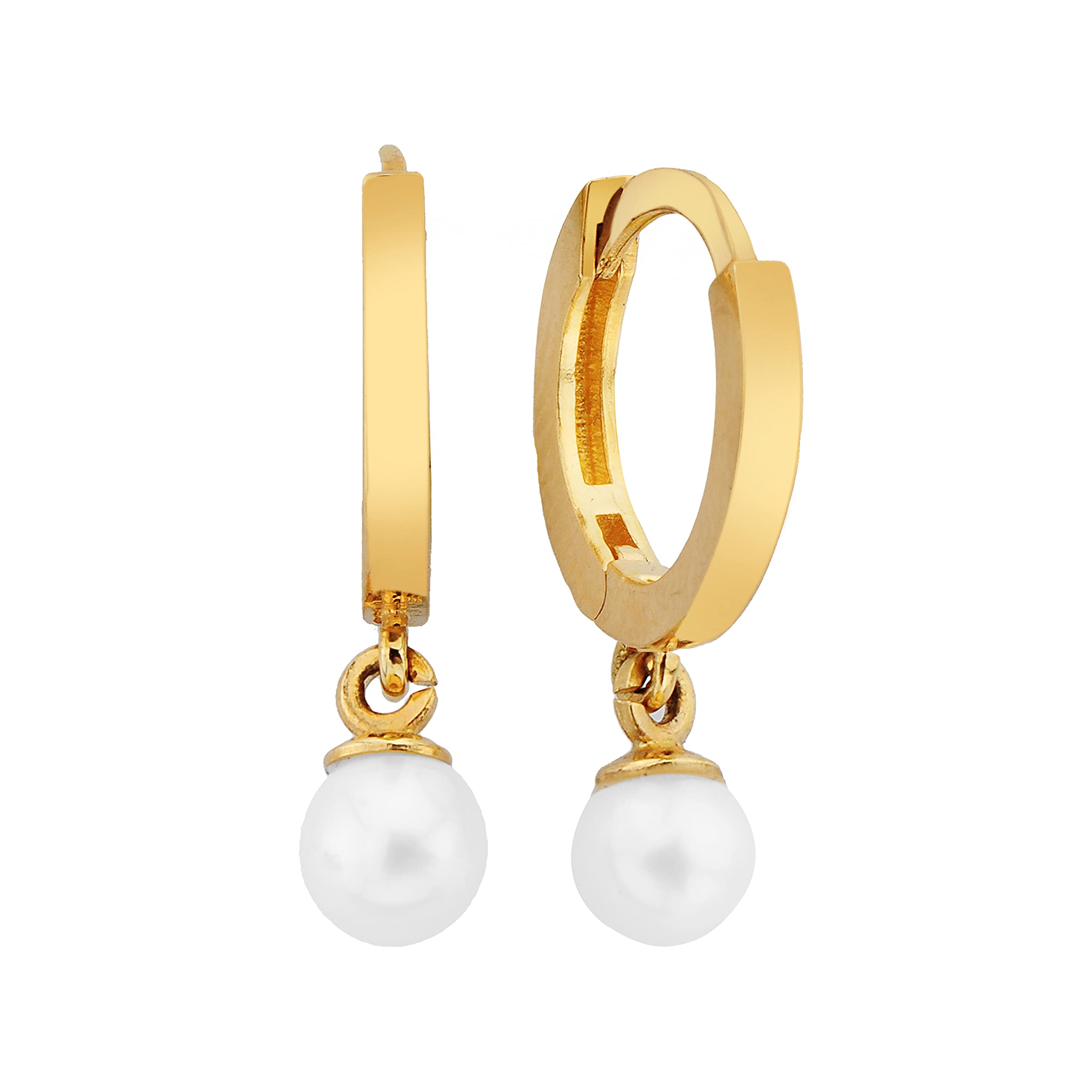 14K Solid Gold Freshwater Pearl Hoop Earrings for Women | 6mm Cultured Pearl Jewelry, June Birthstone Gift for Mom, Wife, Girlfriend | Perfect for Weddings, Anniversaries & Special Occasions