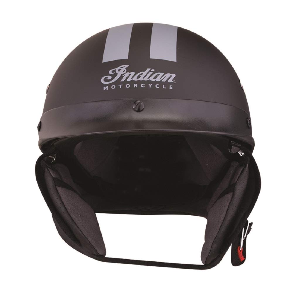 Indian Motorcycle Half Helmet with Gray Stripe - DOT Approved Lightweight Motorcycle Helmet for Men & Women - Perfect for Cruiser, Chopper & Street Riding