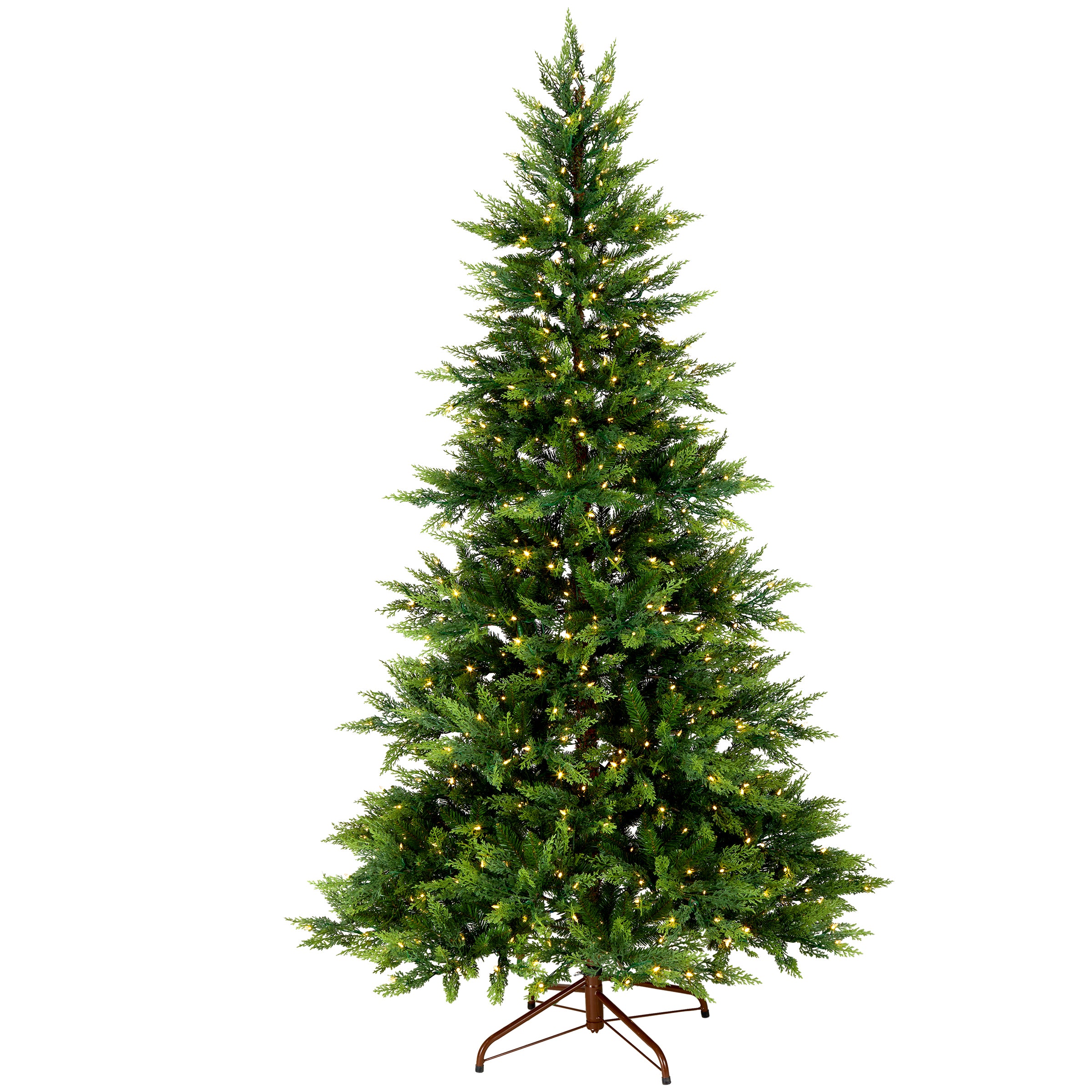 6.5 ft. Artificial Fern Christmas Tree with Clear LED Lights - Perfect for Holiday Home Decor, Office, and Party Decoration