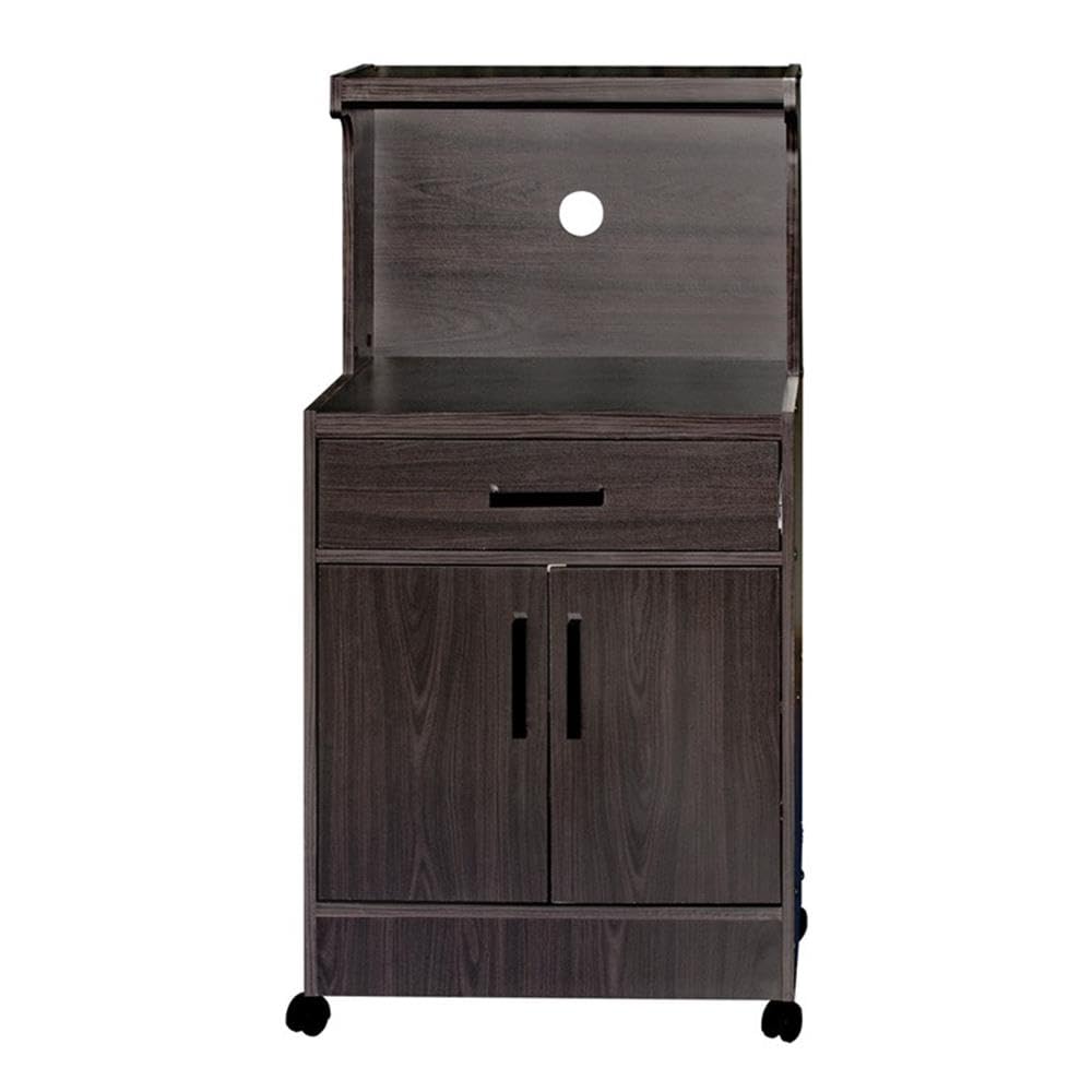 Better Home Products Shelby Kitchen Wooden Microwave Cart in Tobacco - Space-Saving Storage Solution for Small Kitchens & Dorms