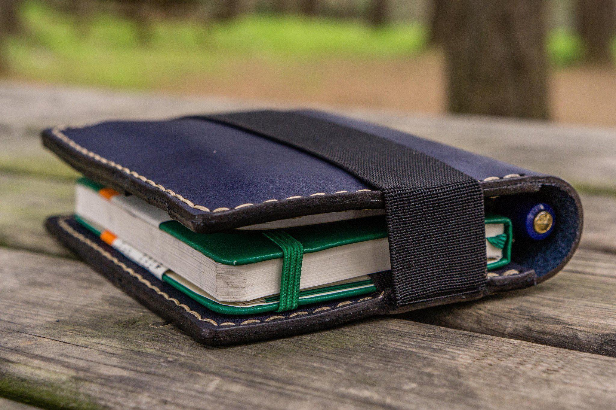 Genuine Leather Moleskine Notebook Cover - Navy Blue Journal Protector | Perfect for Business Meetings, Travel & Daily Note Taking