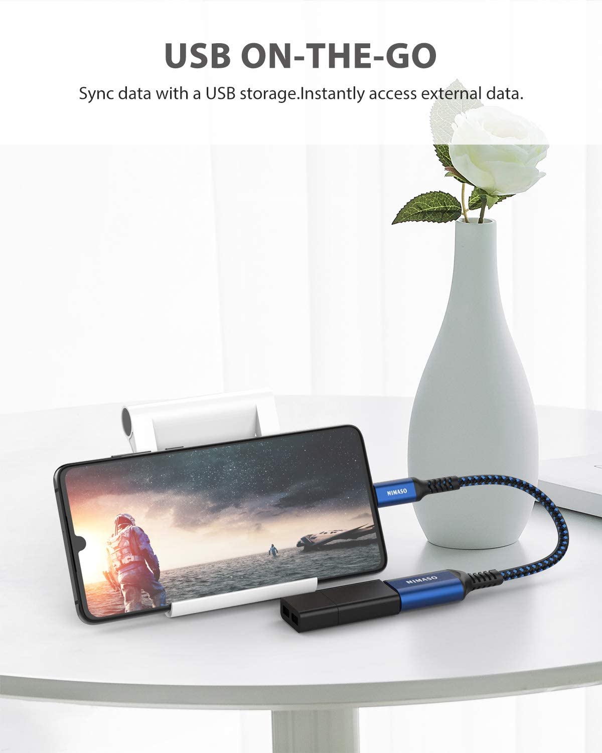 NIMASO USB C to USB 3.0 Adapter [2 Pack] - USB Type C to USB A Converter, Thunderbolt 3 OTG Cable Compatible with iPhone 15/Pro/Plus/Max, MacBook, iPad, Galaxy, Google Pixel - Perfect for Data Transfer & Charging