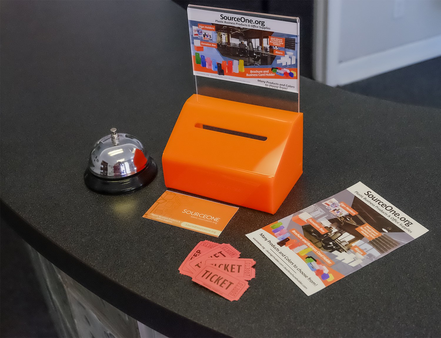 SOURCEONE.ORG Heavy Duty Acrylic Donation Box with Lock & Sign Holder - Secure Ballot, Fundraiser, Event Voting Container for Churches, Schools & Community Events
