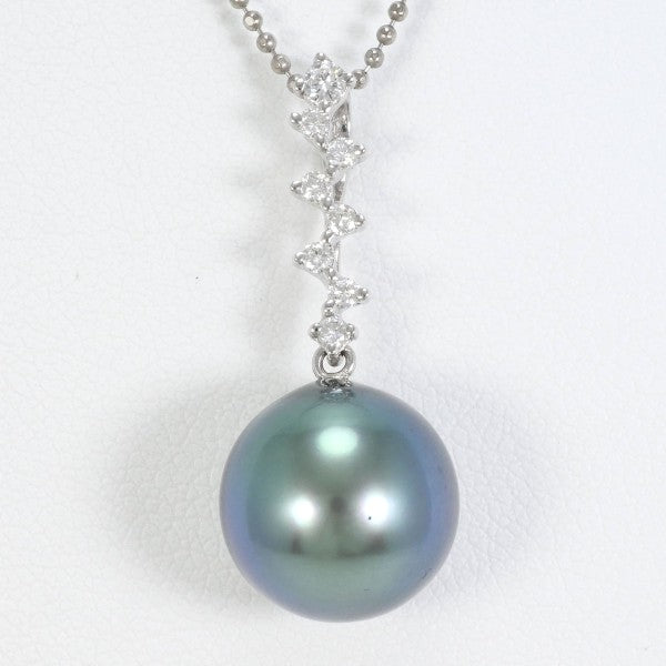 18K White Gold Pearl Diamond Necklace for Women - Elegant Bridal Jewelry, Anniversary Gift, Wedding Party & Special Occasion Accessory
