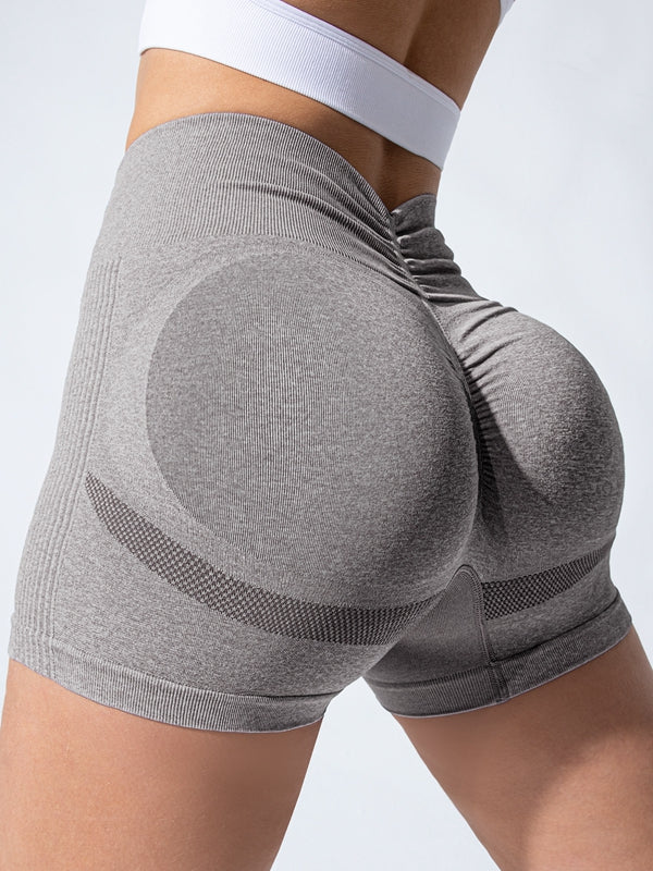 ZASUWA Women's Seamless Deep V Back Scrunch Butt Lifting Shorts - High Waisted Workout Yoga Gym Running Athletic Shorts for Women