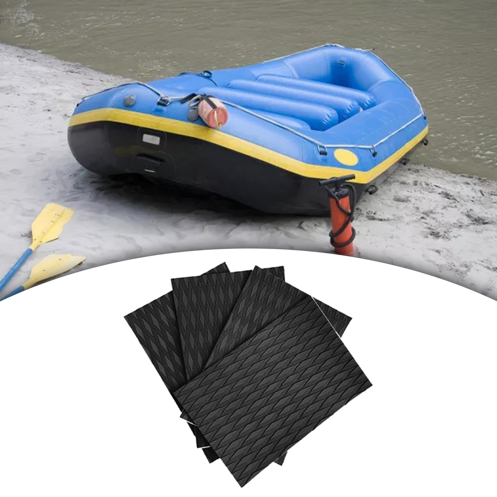 4X Non-Slip EVA Deck Grip Mats - Boat Decking Sheet & Surfboard Traction Pads for Canoe, Kayak, Longboard, Skimboard, SUP | DIY Waterproof Boat Flooring & Anti-Skid Surf Accessories for Marine, Beach & Outdoor Activities