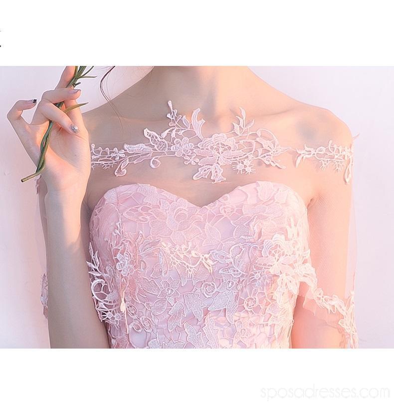 Elegant Pink Lace High-Low Sweetheart Homecoming Dress | Affordable Short Prom Dress CM792 | Perfect for Dances, Parties & Special Occasions