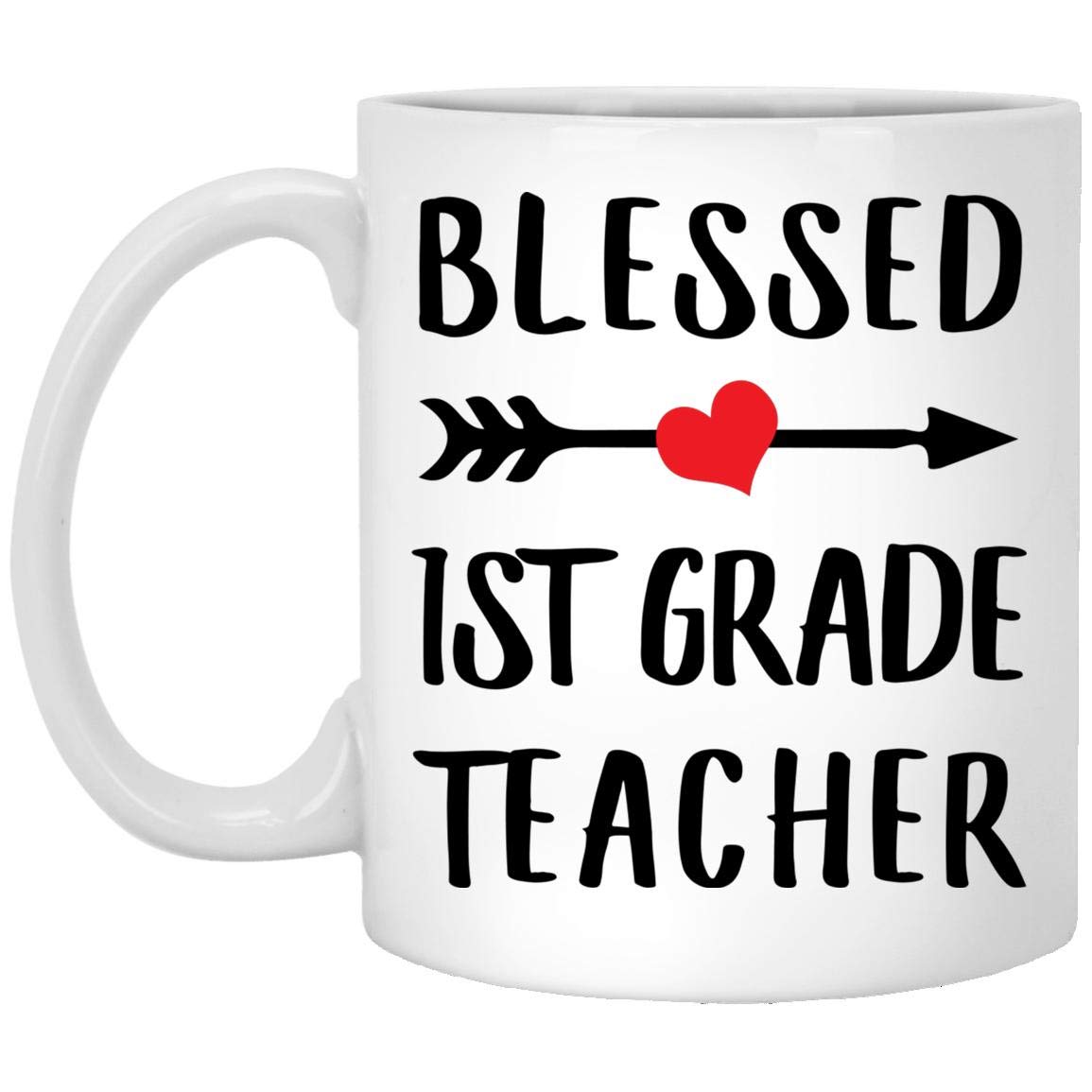 Blessed 1st Grade Teacher Gift - Funny Inspirational Coffee Mug 11oz White Ceramic Cup - Perfect Christmas 2024 Present for Educators, Teacher Appreciation, Back to School & End of Year Gifts