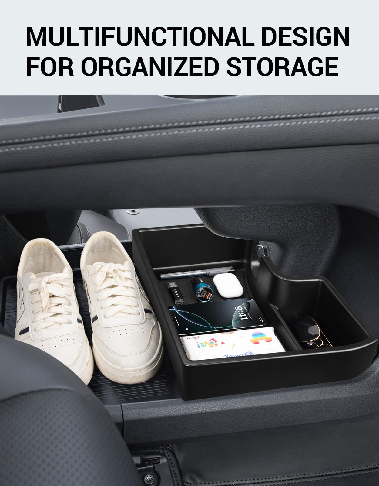 Ecarzo Upgraded Center Console Organizer Tray for 2021-2025 Toyota Sienna - Multi-Compartment Storage Box for Car Accessories | Perfect for Road Trips, Family Travel & Daily Commute