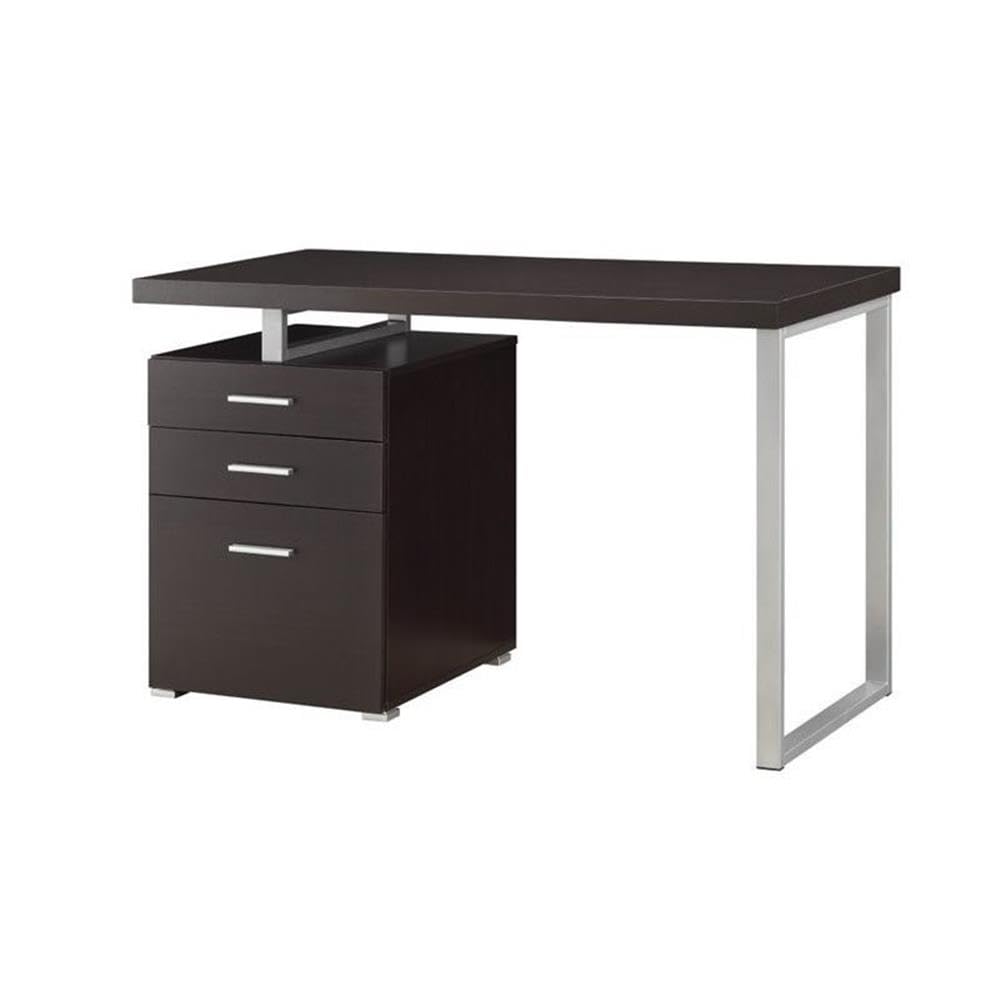 Home Square 3-Piece Office Furniture Set - Cappuccino Wooden Desk, Ergonomic Chair & Bookcase for Home Office | Perfect for Small Spaces & Remote Work