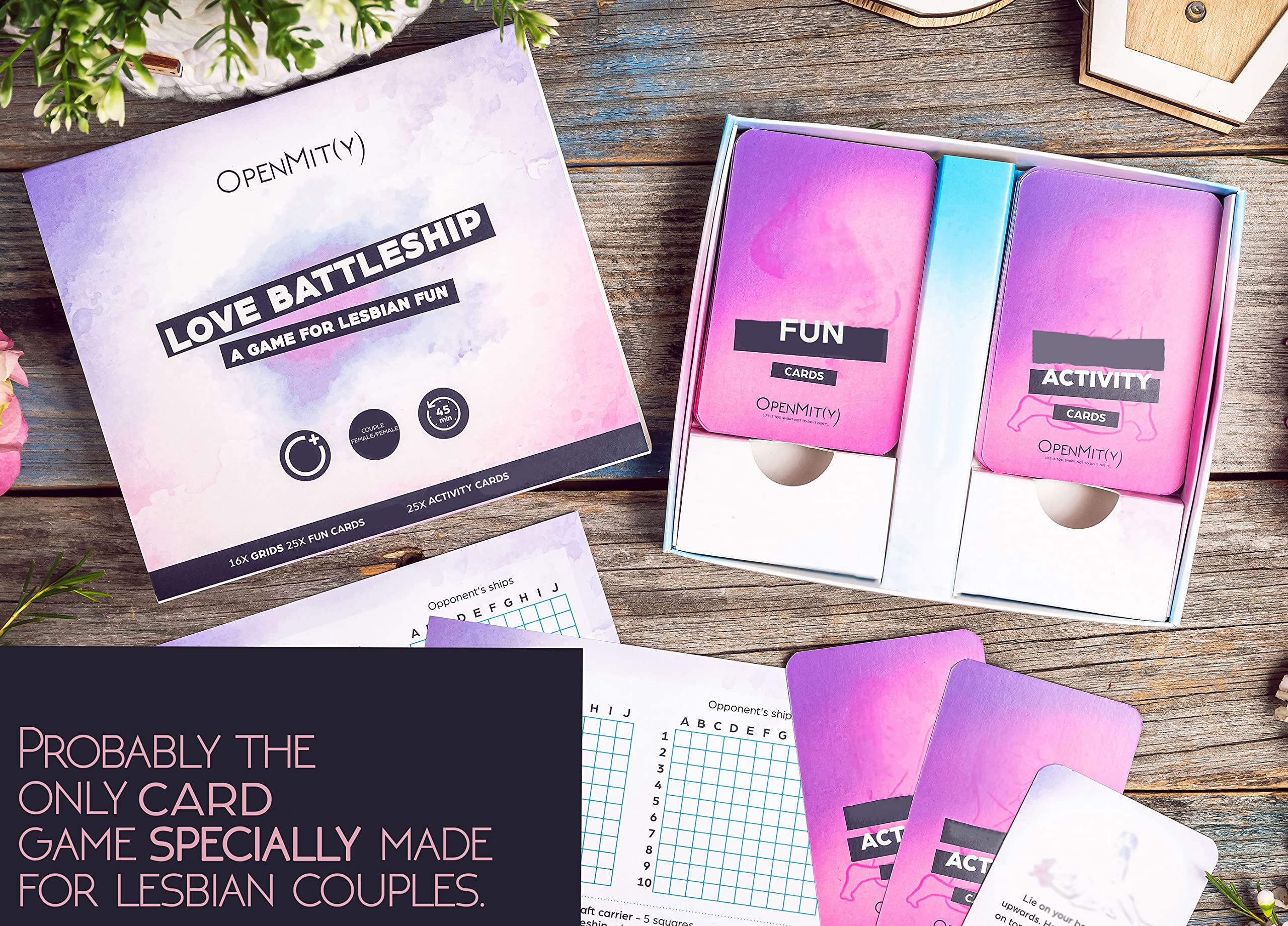 OpenMity Love Battleship - Romantic Board Game for Lesbian Couples - Fun Date Night Activity for Women - Perfect for Anniversary Gifts & LGBTQ+ Relationship Bonding