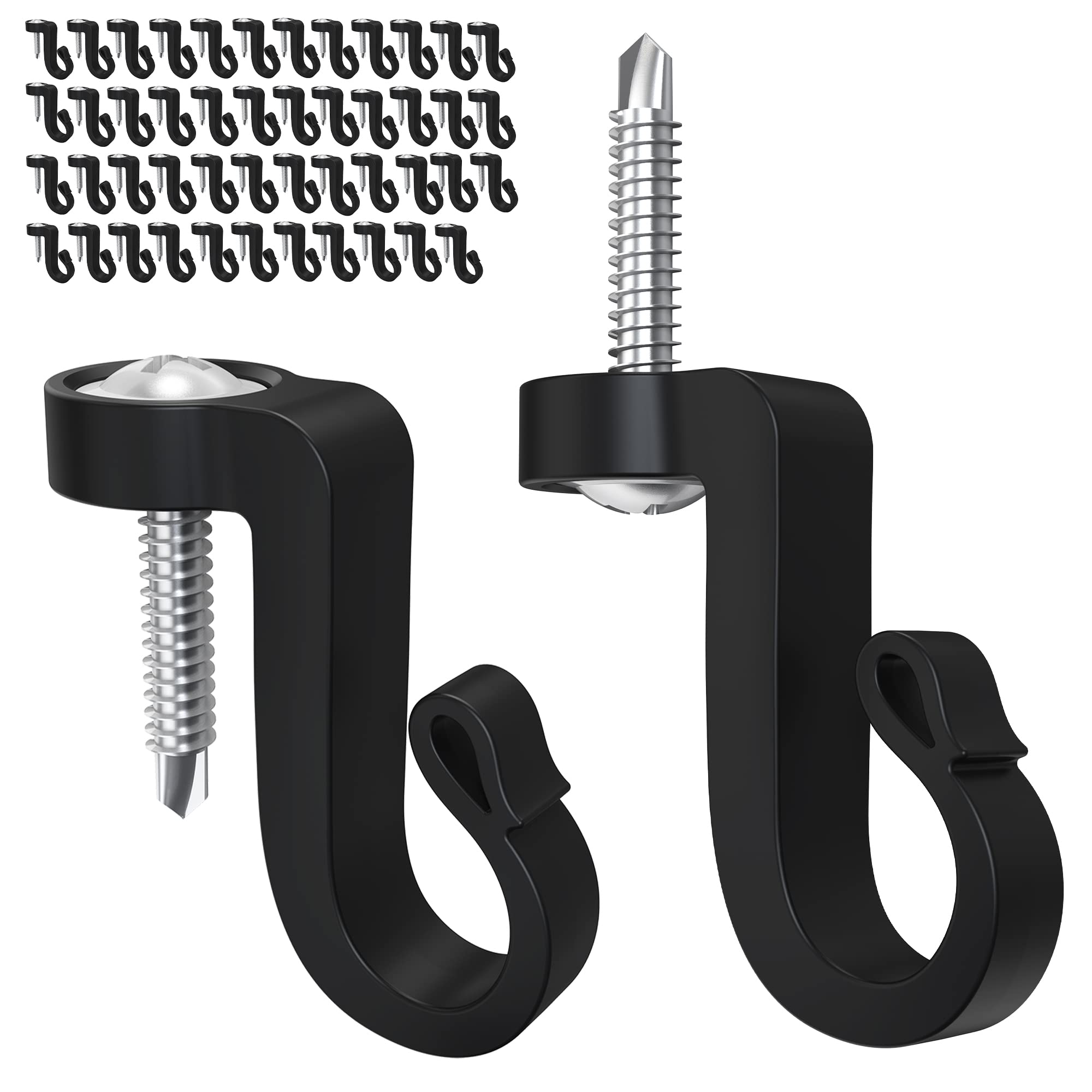48 Pack Q Hanger Screws - Heavy Duty Outdoor Christmas Light Hooks for String Lights, Fairy Lights - Easy Release Wire Hangers for Garage, New Year Party & Holiday Decorations (Perfect for Outdoor/Indoor Lighting Displays)