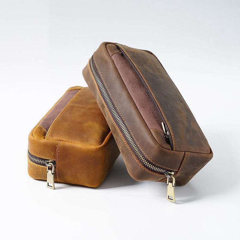 Premium Unisex Leather Pencil Case - Stylish Pen Organizer for School, Office & Travel - Durable Zippered Writing Utensil Holder for Students & Professionals