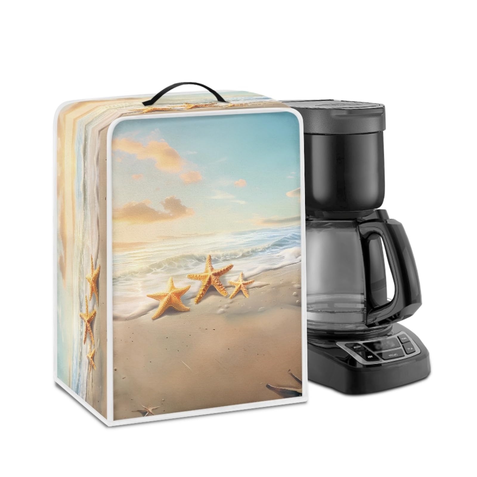Hawaiian Starfish Beach Design Coffee Machine Cover - Stain Resistant Protective Dust Cover for Coffee Maker, Stand Mixer, Juice Maker | Foldable Kitchen Appliance Cover for Easy Storage & Care | Perfect for Home Kitchen, Office, or Outdoor Use