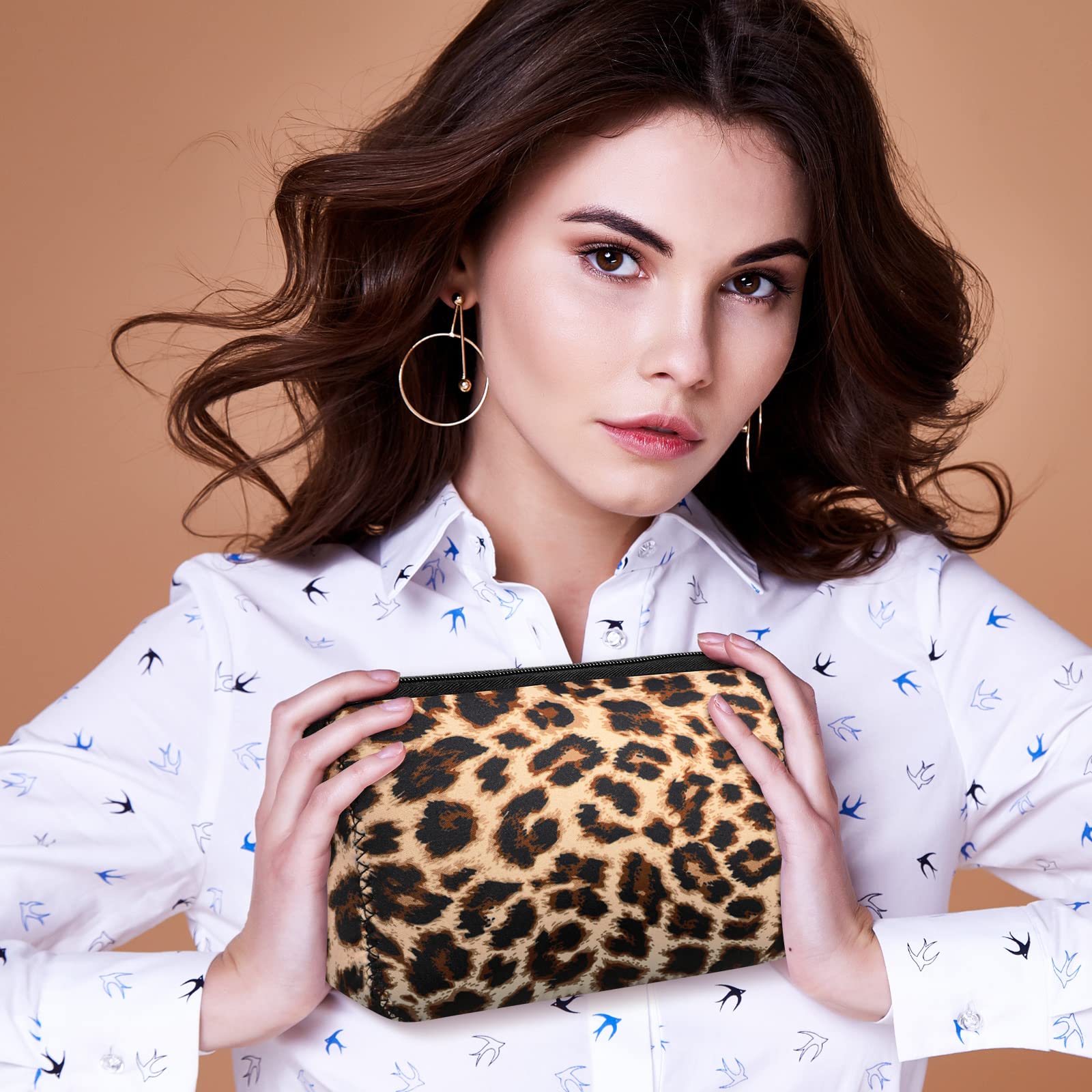 Sawysine 4-Piece Leopard Print Makeup Bag Set - Large Cheetah Cosmetic Organizer with Zipper, Travel Toiletry Pouch for Women & Girls | Perfect for Travel, Gym, and Daily Beauty Storage
