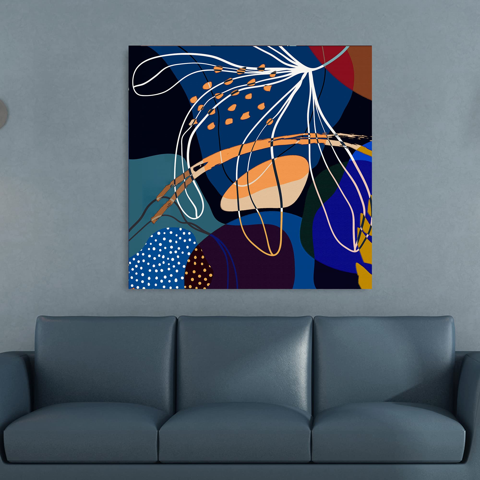 Boho Flower II - Square Wrapped Canvas Wall Art Print 20x20 Inches - Perfect for Living Room, Bedroom & Office Decor