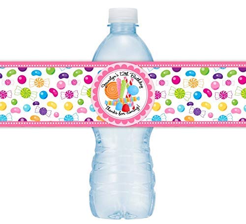 **Candy Land Birthday Water Bottle Labels - 25 Count, Fits 16.9 oz Bottles, Custom Party Stickers for Kids Birthday Decorations - Perfect for Birthday Parties, Baby Showers & School Events**