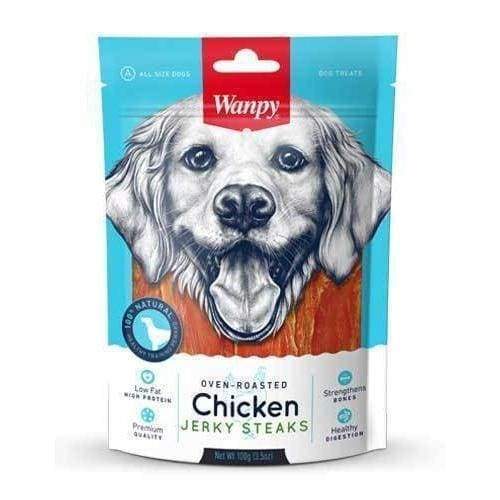 Premium Wanpy Oven Roasted Chicken Steaks - Natural Dog Treats, 100g - High Protein Snacks for Training, Rewards & Dental Health