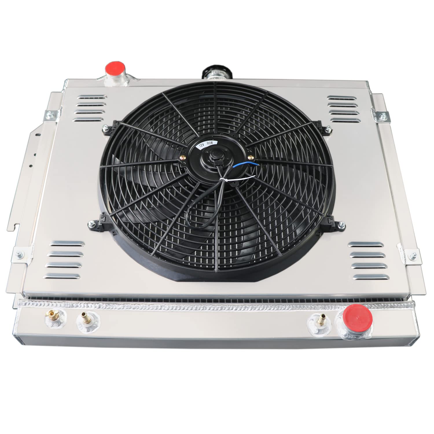 ALLOYWORKS 3-Row Aluminum Radiator with Shroud Fan & Relay Kit for 1979-1993 Dodge D/W Series 100-450 & Ramcharger | 5.2L 5.9L V8 Engine | Heavy-Duty Cooling Upgrade for Off-Road & Towing